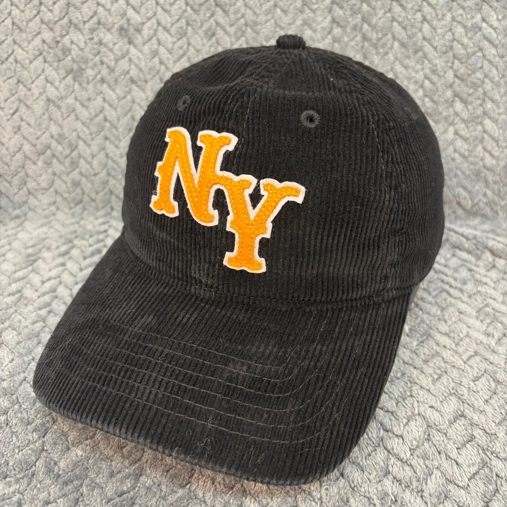 Mad Engine New York NY Corduroy Baseball Cap Hat Black Adjustable Strapback‎